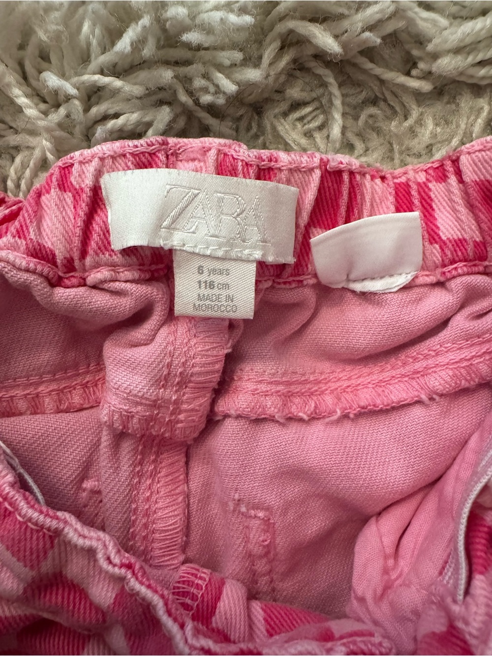 Zara Pink checkered jeans size 6years - Picture 3 of 3
